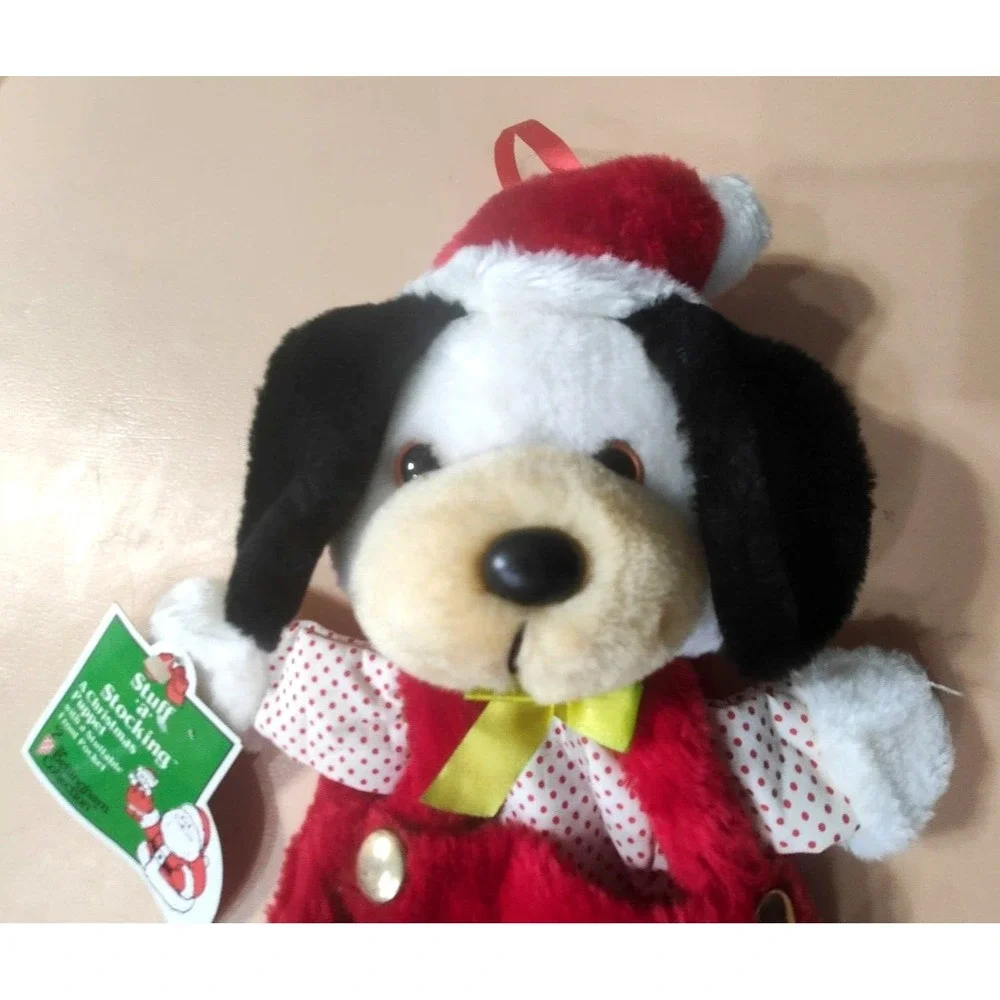 Stuff A Stocking Christmas Puppet‎ Wit Front Pocket White & Red Puppy 15
